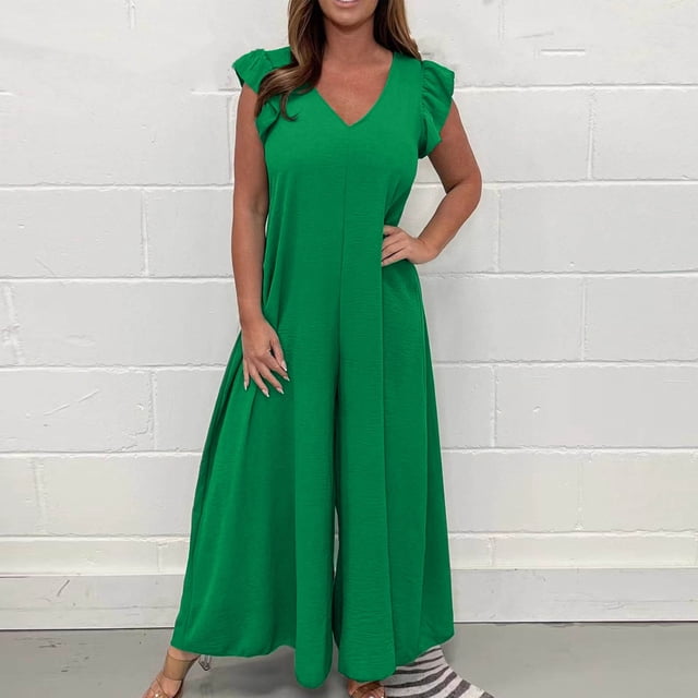 BEFOKA Pantalon pour Femmes Grande Taille, Liquidation de Pantalons d'Été pour Femmes, Combinaison à Col Rond à Manches Pointues de Couleur Unie pour l'Automne/hiver pour Femmes avec Ceinture et Laçage