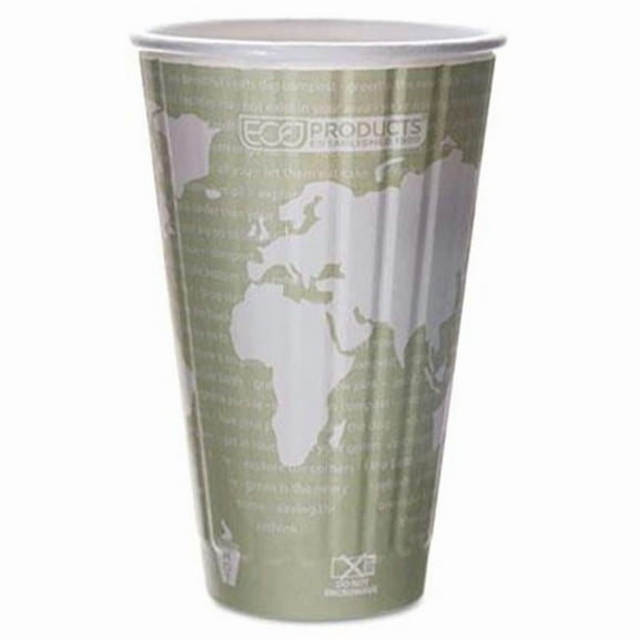 Eco-Products EP-BHC16-WA World Art Insulated Hot Cups - Light Green - 16 oz