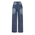 thumbnail image 5 of Lenpel Jeans for Woman Trendy Loose High Waisted Wide Leg Denim Pants Baggy Casual Trousers with Pockets, 5 of 6