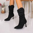 thumbnail image 6 of Lovzfmll Women's Boots, Pointed Toe Stiletto Heel Fashion Boots, Slouch Wide Mid-Calf Boots, Plus Size Cool Fall Winter Shoes, 5.5, Black, 6 of 8