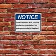 thumbnail image 5 of Weatherproof Horizontal ANSI PPE Multiple Sign (Safety glasses and hearing protection mandatory for everyone while in the plant) 8 in" x 12 in" UV Resistant Indoor Outdoor Plastic Safety Warning SIgn, 5 of 7