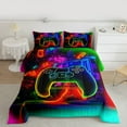 thumbnail image 2 of Homewish Kids Teens Adults Gradient Gamepads Full Size Comforter Sets 3-Piece,Abstract Ombre Neon Lights Bedding Comforter Set,Video Game Lightweight Bedding Sets,Super Cozy Room Decor, 2 of 8