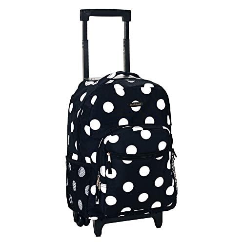 Mochila rodante de doble asa Rockland Lunares negros 17 pulgadas