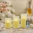 thumbnail image 4 of XINAOBAOLUO Golden Flower Flickering Flameless Candles, Recessed String Light LED Pillar Candles with Remote and Timer for Modern Simple Home Decor Set of 3, 4 of 6