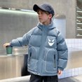 thumbnail image 2 of Odeerbi Kids Boys Girls Hooded Puffer Jacket Halloween Pumpkin Winter Coats Thermal Padded Coat Down Jacket Warm Clothes 5-16 Years Kids Long Sleeve Outerwear Heavy Coat Blue, 2 of 8
