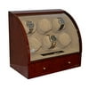 Pangaea Q600 Automatic Watch Winder - Dark Brown Wood Finish with Drawer - Six Watches