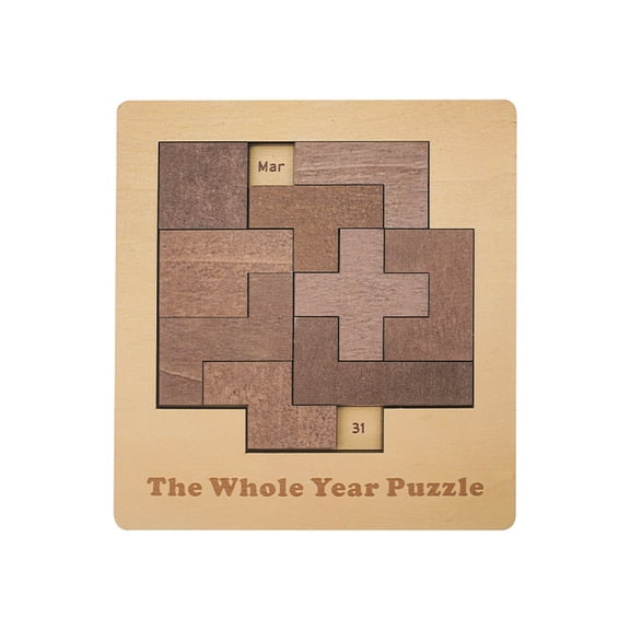 Daily Calendar Puzzle-Wooden Puzzles for Adults-A Puzzle to Challenge 365 Date,Chirstmas White Elephant Gifts for Men,Office Logic Puzzles (1 Pack)