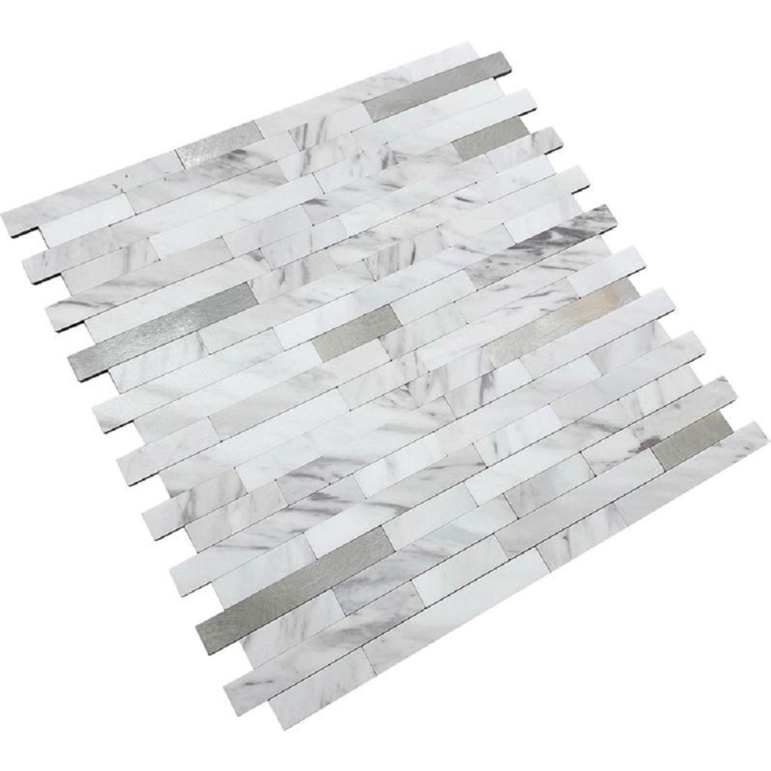 10 pack Stack White and Silver 11.8 in. x 10.23 in. Peel and Stick Backsplash Tile for Kitchen and Bathroom (9.26 Sq. / Case)