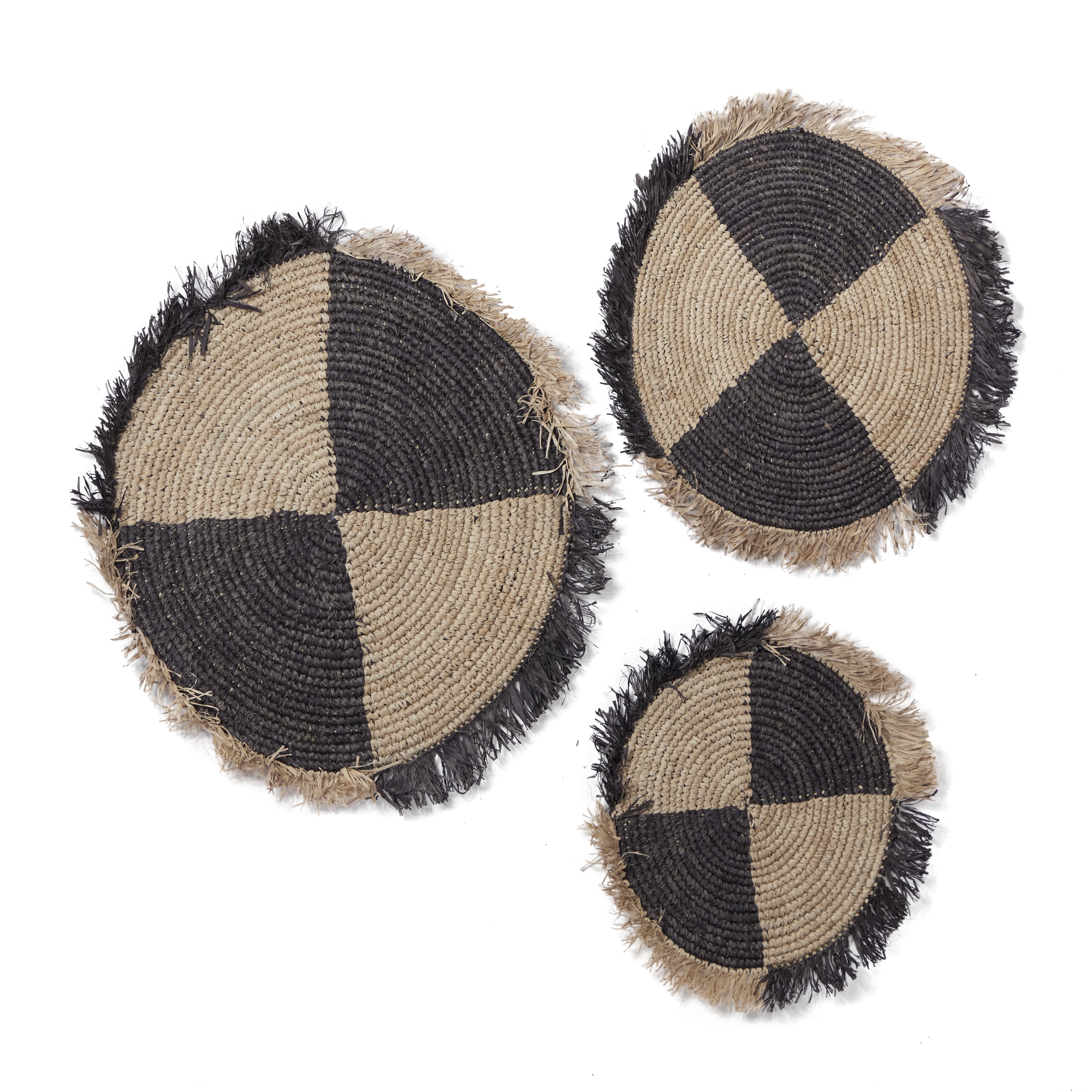 DecMode Brown Rattan Boho Style Wall Decor, Set of 3