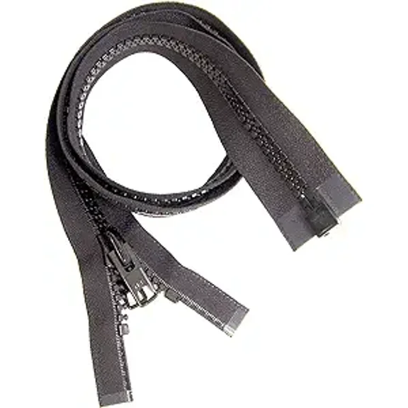 YKK Zippers #10 Black Metal Pull with Free Top Stops (54")