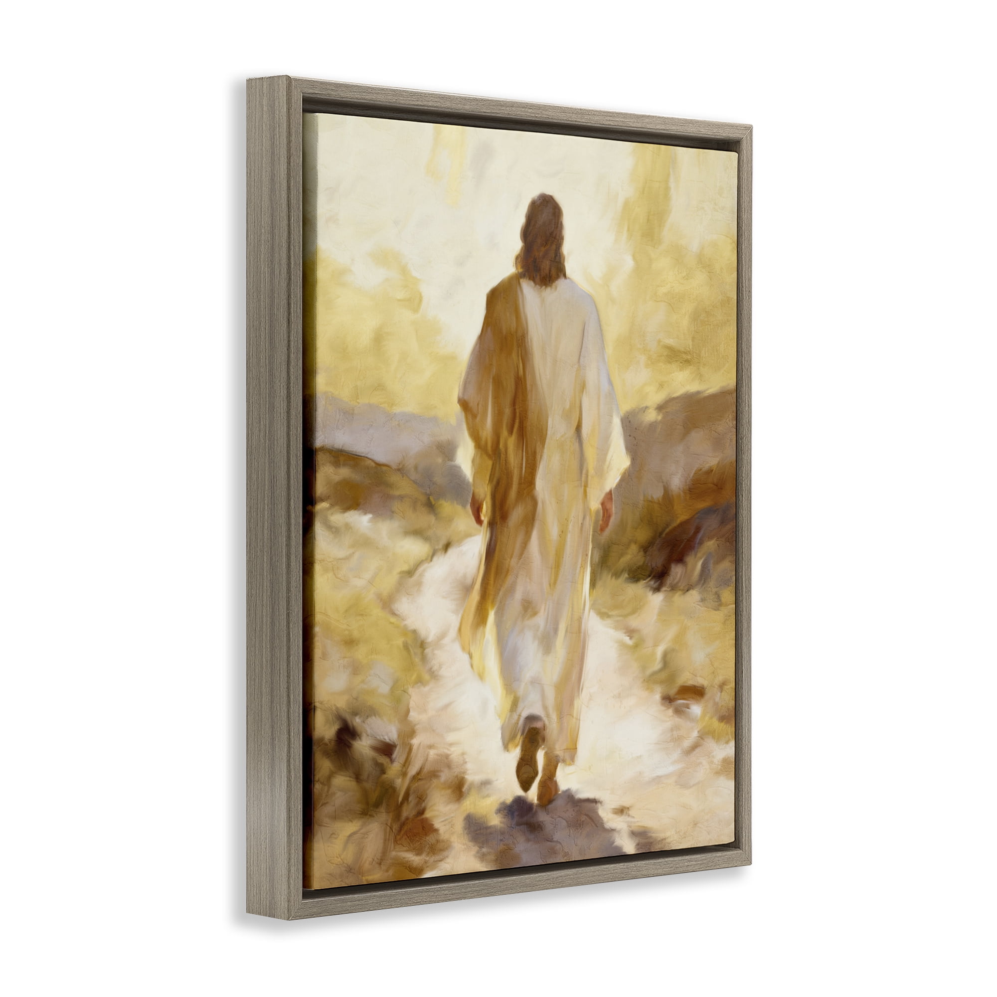 Stupell Industries Walk By Faith Sunset Brown Framed Floater Canvas Wall Art, design by Kim Allen