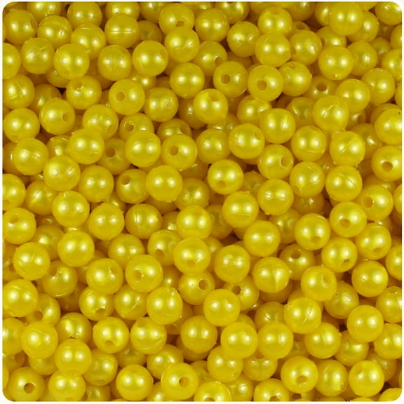 BeadTin Yellow Pearl 6mm Round Craft Beads (500pcs)
