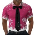 thumbnail image 2 of Blusa y camisa de manga corta con cuello vuelto para hombre, con botones y estampado navideño, informal, de manga corta y cuello vuelto., 2 of 3