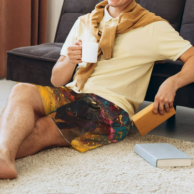 Mens Pajama Pants Colorful Bull Western Man Comfy Sleep Shorts Mens Pajama Shorts Mens Lounge Shorts Pj Pants Walmart