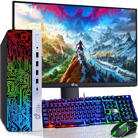 Restored Windows 11 Gaming Desktop HP G3 RGB PC Intel Quad-Core i5-6500, 16GB Ram, 256GB SSD   1TB HDD, 24" Monitor, NVIDIA GeForce GT 1030 DDR5, Gaming Keyboard & Mouse, Speakers (Refurbished)