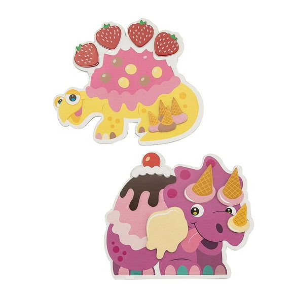 Fun Express 4 1/4" x 3 3/4" Ice Cream Dinosaur Magnet Craft Kit - Makes 12