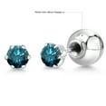 thumbnail image 6 of Gem Stone King Platinum Blue Diamond Stud Earrings for Women Men (0.54 Cttw, Gemstone April Birthstone, Round 4MM), 6 of 6