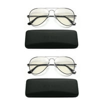 EYE ZOOM 2 Pack Aviator Style Blue Light Blocking Reading Glasses for Men and Women, Gunmetal,  1.25