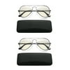 EYE ZOOM 2 Pack Aviator Style Blue Light Blocking Reading Glasses for Men and Women, Gunmetal, +3.00