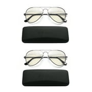 EYE ZOOM 2 Pack Aviator Style Blue Light Blocking Reading Glasses for Men and Women, Gunmetal, +3.00