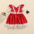 thumbnail image 3 of ZAXARRA Enfants Bébé Filles Robe de Princesse Rouge Bambins Dentelle Douce Garniture Noeud Maille Manches Courtes Robe Formelle Partie Robe de Bal pour 1-6 Ans, 3 of 7