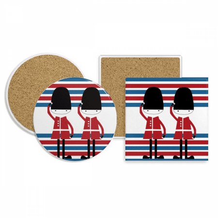 

Colorful Soldier UK Landmark Flag Coaster Cup Mug Holder Absorbent Stone Cork Base Set