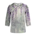 thumbnail image 4 of Taqqpue Womens Tops 3/4 Sleeve Crewneck Cute Shirts Casual Print Trendy Plus Size Blouses Summer Pullover, 4 of 5