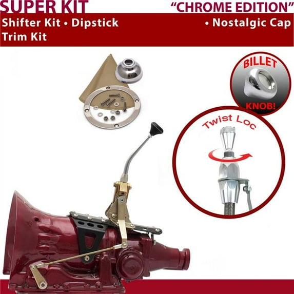 American Shifter C4 Shifter Kit Chrome 8 in. Trim Kit Dipstick for ECF64