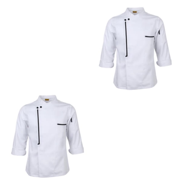 Chaqueta de Chef Cateissary Uniforme Retro Manga larga 2XL Blanco 2piezas
