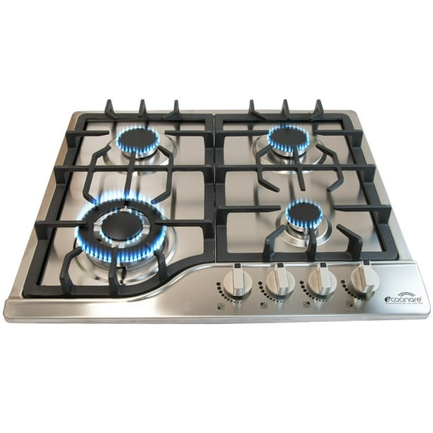 Estufa Parrilla DE Gas ECOCINARE 4 quemadores Acero Inoxidable Hierro fundido Empotrable STUF-01