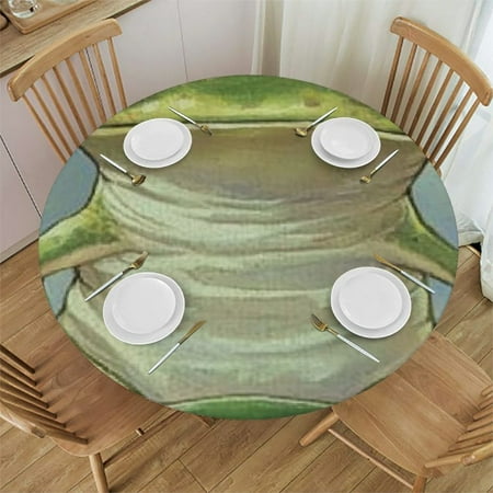 

Patifu Frog Leaf Butterflies Round Tablecloth Stain-Resistant Washable Indoor Outdoor Restaurant Wedding Party 100% Polyester Table Cloth 46 -50