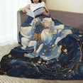 thumbnail image 6 of Salouo Blue Golden Dream Lotus Print Bed Blankets,Flannel Blanket Comfortable Air Conditioning Blanket Lightweight Blanket for Sofa Bed Travel & Couch -80"x60", 6 of 8