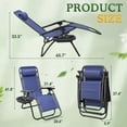 thumbnail image 4 of Homall Chaise Zéro Gravité Pliable pour Patio avec Porte-Gobelet, Fauteuil Inclinable d'Extérieur Réglable en Tissu Textilène, Chaise Longue Portable, Lot de 2, Bleu, 4 of 8