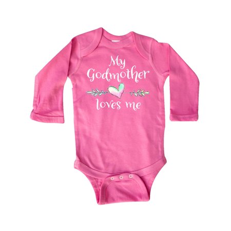 

Inktastic My Godmother Loves Me- Heart Godchild Gift Baby Boy or Baby Girl Long Sleeve Bodysuit
