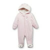 Little Wonders Infant Girls Plush Pink Bear Snowsuit Baby Pram Snow Suit