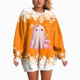 thumbnail image 4 of Towmus Halloween Sweaters for Women Novelty Xmas Roundneck Snowflake Sweatshirts Sequin Ghost Print Long Sleeve Pullover Tops, 4 of 6