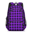 thumbnail image 2 of Purple and Black Checkered Pattern Backpack for School, Cute School Bag with Adjustable Shoulder Straps and Padded Back, 16.9"x12.6"x5.9", 2 of 5