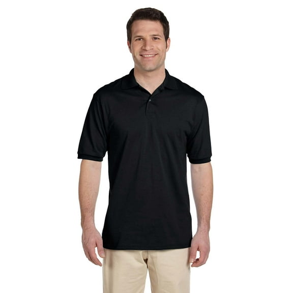 JERZEES ADULT JERSEY POLO WITH SPOTSHIELD (BLACK) (2XLARGE)