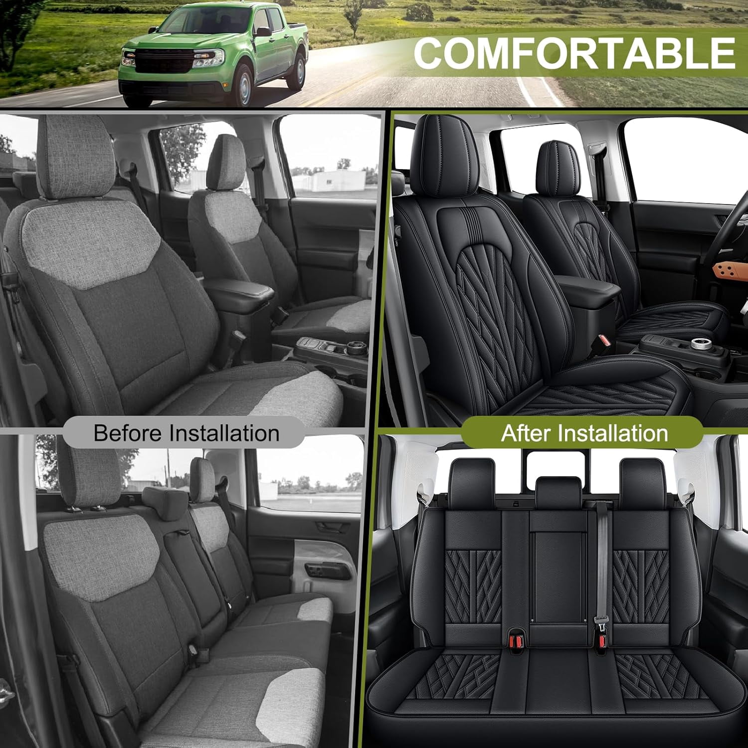 Seat Covers Fit for Ford Maverick : 2022 2023 2024 2025 Pick-up Truck Full Set Car Seat Covers