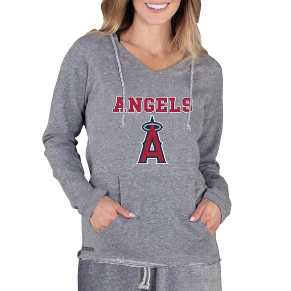 Women's Concepts Sport Gray Los Angeles Angels Mainstream Terry Long Sleeve Hoodie Top