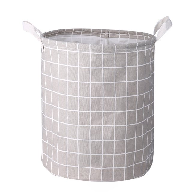 Cesta de lavandería de tela de algodón y lino, sencilla, moderna, impermeable, plegable, para guardar ropa, para el hogar, grande, redonda
