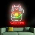thumbnail image 3 of Handmadetneonsign Lucky Cat Welcome Neon Sign, Lucky Cat Light Wall Art Decor, Open Store Wall Decor 51381, 3 of 5