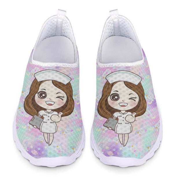 Zapatillas de deporte cómodas con gradiente para dentistas, calzado transpirable para mujer, zapatos de enfermería ligeros y antideslizantes, zapatos planos de moda para exteriores