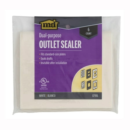 M-D Building Products 87916 White Outlet Sealers for Standard & GFCI Outlets