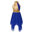 thumbnail image 1 of RUNQHUI Robe de Danse Sans Manches Asymétrique pour Filles, Costume Moderne Contemporain Bleu 12, 1 of 7