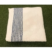 Large 22" x 44" Golf Tour Caddy Towel - White w/ Blue, Black, Red, Green Stripe
