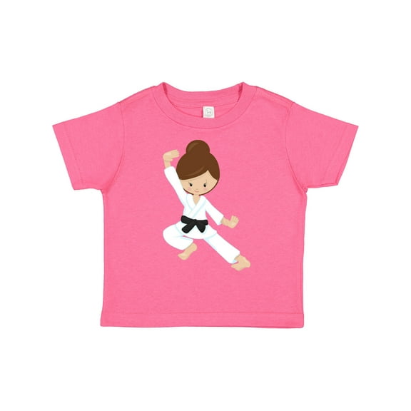 Inktastic Karate Girl, Cute Girl, Black Belt, Brown Hair Girls Toddler T-Shirt