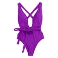 thumbnail image 4 of LUOGENLI Plus Size Swimsuit for Women Tankini Dress Women One Shoulder Swimsuit Bikini Swimsuit Irregular Solid Color Monokinis Swimsuit Purple Size L, 4 of 5