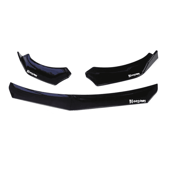 Splitter Lip Bloosom Universal Plástico Delantero Auto 3 Piezas Negro