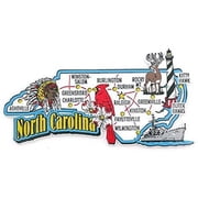 North Carolina State Map and Landmarks Collage Magnet